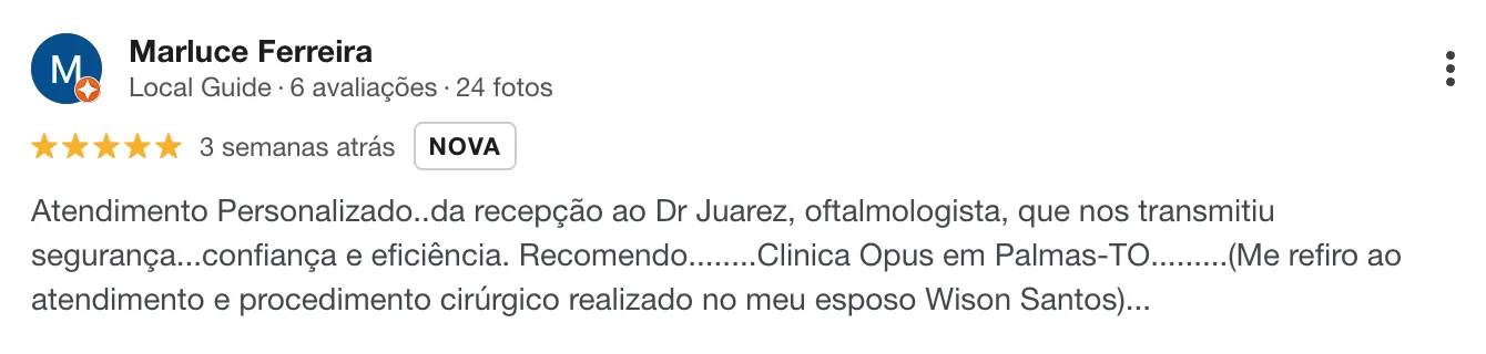 Avaliação 5 no Google