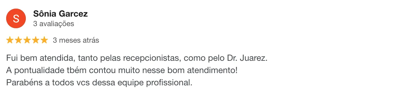 Avaliação 8 no Google