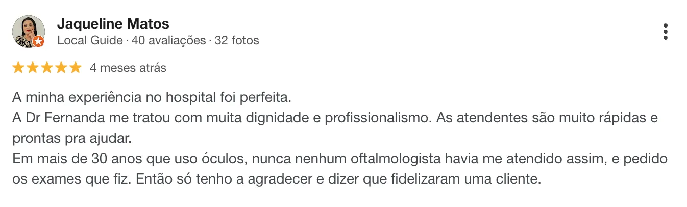 Avaliação 9 no Google